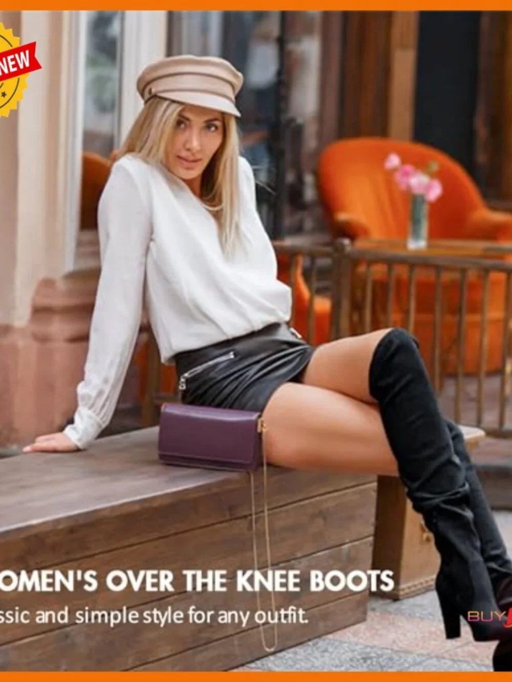 Women's Suede Thigh High Over Knee Boots with Chunky Heel Inner Zipper